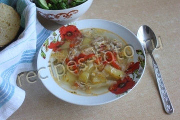 Куриный суп с помидорами и капустой