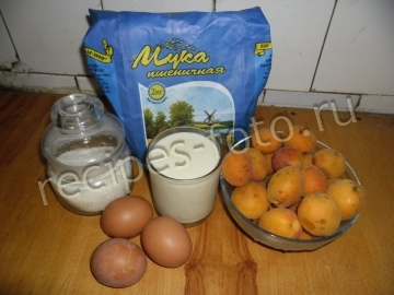 Простой пирог с абрикосами на молоке (шарлотка)