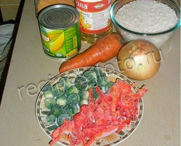 Рис с овощами в мультиварке Поларис