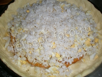 Слоеный пирог с курицей, грибами и рисом "Курник"