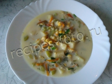 Сырный суп с кукурузой и плавленым сыром