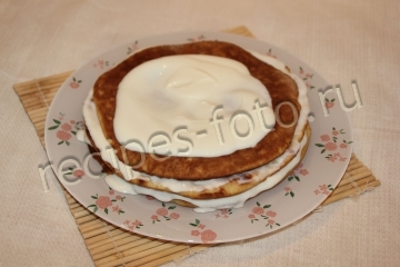 Торт "Нежность" на сковороде со сметаной