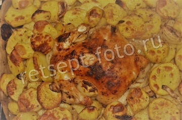 Цыпленок с картошкой запеченный в духовке