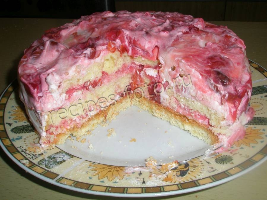 Рецепт Бисквитного Торта С Вишней Фото