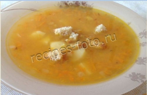 Гороховый суп с копчеными ребрами в мультиварке