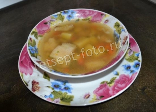 Суп из пангасиуса с пшеничной крупой