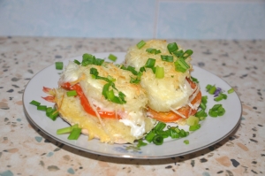 Куриное филе с картошкой и помидорами в духовке 