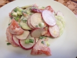 Диетический салат из редиса с огурцом и помидорами без майонеза "Весенний" 