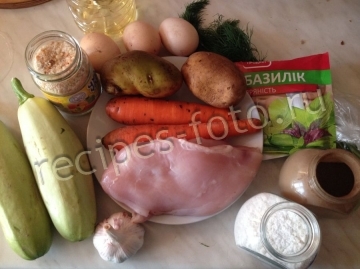 Диетическая запеканка из овощей и курицы в духовке