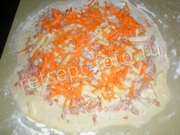 Ханум с мясом, картошкой и морковью. Тесто с яйцом