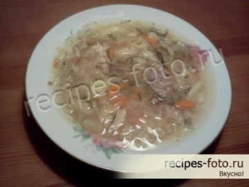 Куриный суп с капустой и пшеном