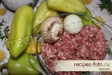 Перец фаршированный мясом и грибами запеченный в духовке