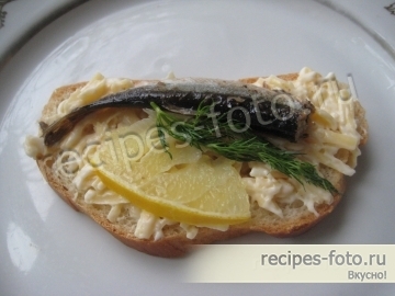 Рецепт бутербродов со шпротами и лимоном без яйца