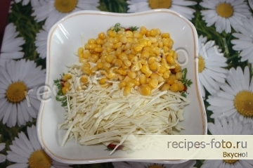 Рецепт салата с курицей и кукурузой