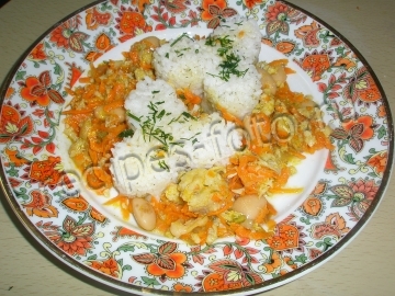 Рыба с овощами и фасолью (рыбное рагу из хека)