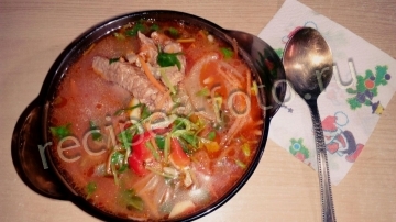 Суп харчо из говядины с рисом и томатной пастой (простой рецепт)