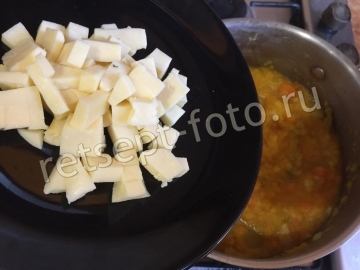 Тыквенный суп-пюре с сыром и фаршем