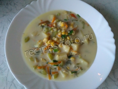 Сырный суп с кукурузой и плавленым сыром