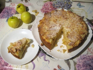 Кокосовый пирог с яблоками на творожном тесте 