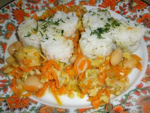 Рыба с овощами и фасолью (рыбное рагу из хека) 