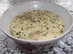 Сливочный суп с белыми грибами и курицей 
