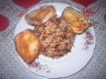 Рис с макаронами и рыбой в кляре