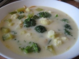 Сырный суп с плавленым сыром, кабачками и цветной капустой 